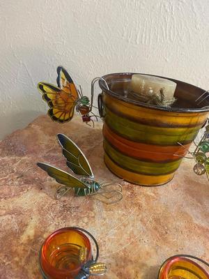 HOUSE PLANT HANGERS, PAINTED TIN CAN CANDLE HOLDERS A NEAT LIL BUG