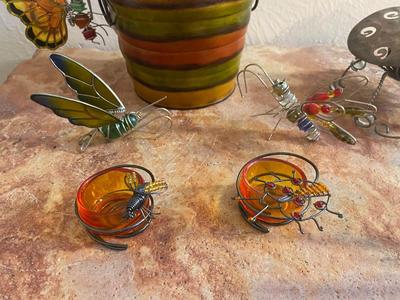 HOUSE PLANT HANGERS, PAINTED TIN CAN CANDLE HOLDERS A NEAT LIL BUG