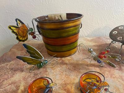 HOUSE PLANT HANGERS, PAINTED TIN CAN CANDLE HOLDERS A NEAT LIL BUG