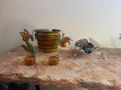 HOUSE PLANT HANGERS, PAINTED TIN CAN CANDLE HOLDERS A NEAT LIL BUG
