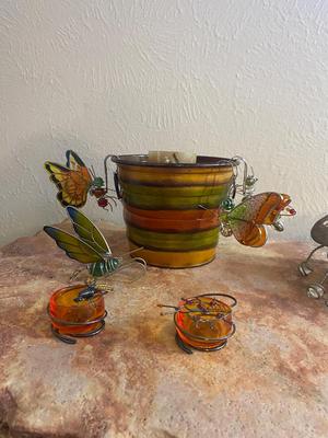HOUSE PLANT HANGERS, PAINTED TIN CAN CANDLE HOLDERS A NEAT LIL BUG