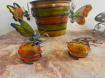 HOUSE PLANT HANGERS, PAINTED TIN CAN CANDLE HOLDERS A NEAT LIL BUG