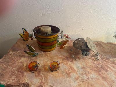 HOUSE PLANT HANGERS, PAINTED TIN CAN CANDLE HOLDERS A NEAT LIL BUG