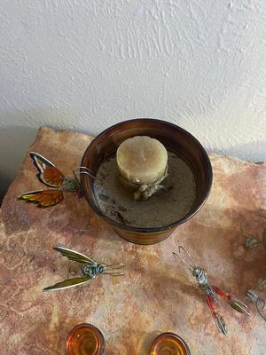 HOUSE PLANT HANGERS, PAINTED TIN CAN CANDLE HOLDERS A NEAT LIL BUG