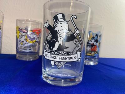 COLLECTIBLE DISNEY, SHREK, & MONOPOLY McDONALDS GLASSES