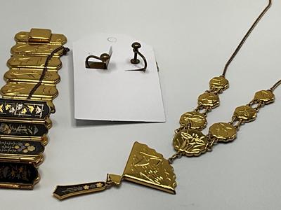 Vintage Japanese K24 Damascene Jewelry set, Rare find