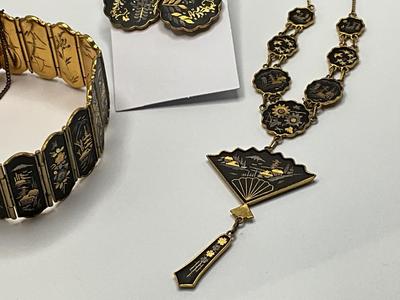 Vintage Japanese K24 Damascene Jewelry set, Rare find