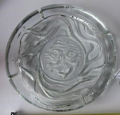 Vintage Blenko Large Sun Face Ashtray