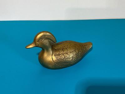 Vintage Brass Wood Duck