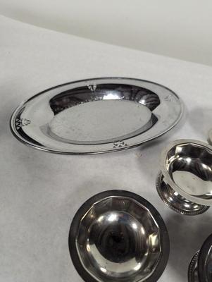 Foreman Ware Plate & Stainless Steel Footed Ice Cream Sherbet Dessert Bowls