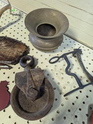 Vintage Decor Pulley Spittoon Paddle Horse Bit & More Vintage Items