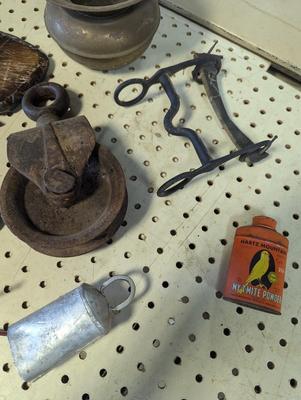 Vintage Decor Pulley Spittoon Paddle Horse Bit & More Vintage Items