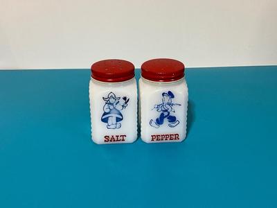 Vintage Milk Glass Dutch Boy Salt and pepper shakers