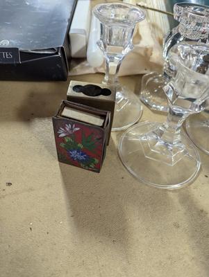 Assortment Of Candle Sticks & Crystal Holders