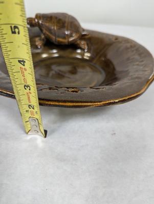 Signed Pottery Bowl With Turtle