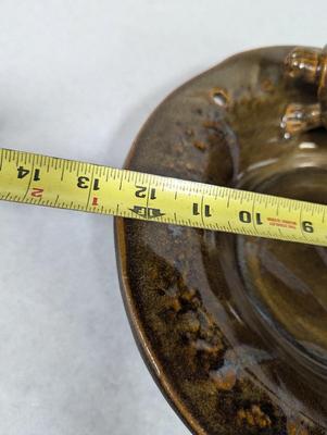 Signed Pottery Bowl With Turtle