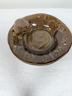 Signed Pottery Bowl With Turtle