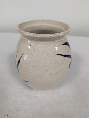 Hand Made Signed Blue & Gray Pottery Vase