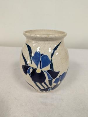 Hand Made Signed Blue & Gray Pottery Vase