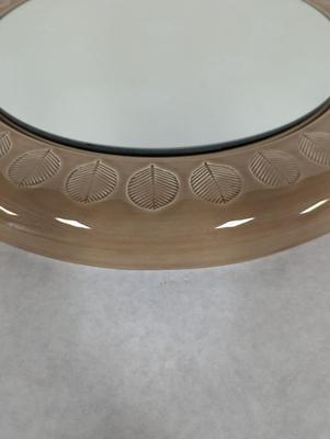 Aldo Londi Bitossi Beige Glazed Ceramic Round Wall Mirror