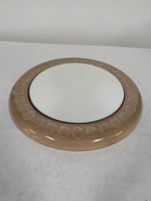 Aldo Londi Bitossi Beige Glazed Ceramic Round Wall Mirror