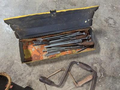 Antique Tools With Wooden Tool Box