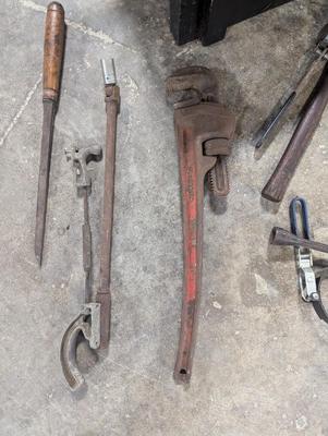 Antique Tools With Wooden Tool Box