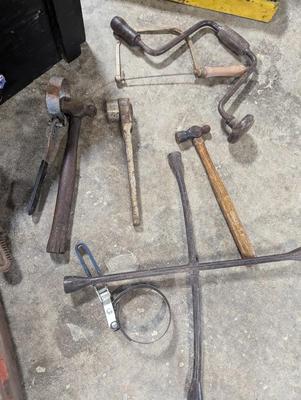 Antique Tools With Wooden Tool Box