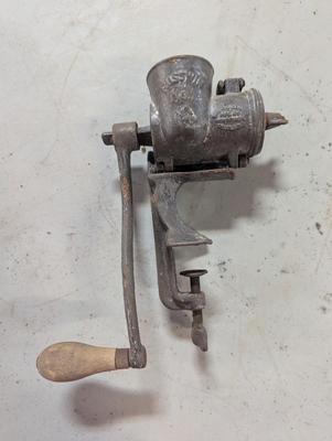 Vintage Russwin No.1 Meat Grinder Food Chopper Wood Handle Hand Crank