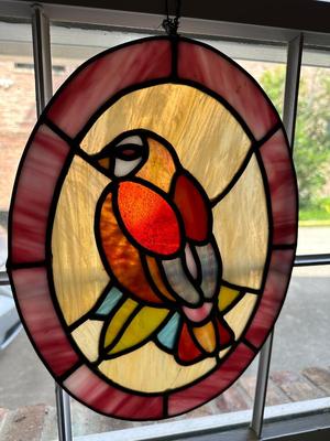 Oval Stained Glass Bird (See Details)