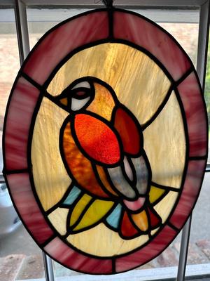 Oval Stained Glass Bird (See Details)