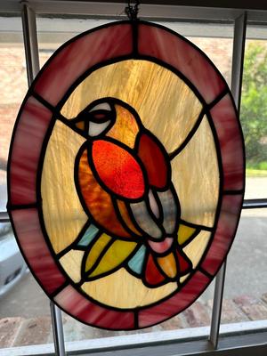 Oval Stained Glass Bird (See Details)