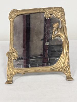 Vintage Brass Art Nouveau Vanity Mirror