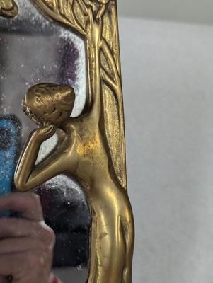 Vintage Brass Art Nouveau Vanity Mirror