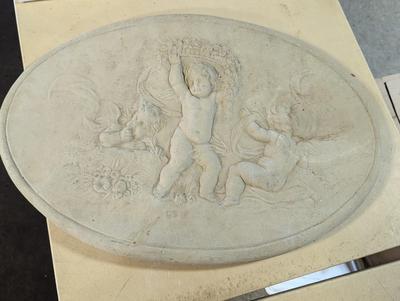 Large Concrete Cherub Wall Decor