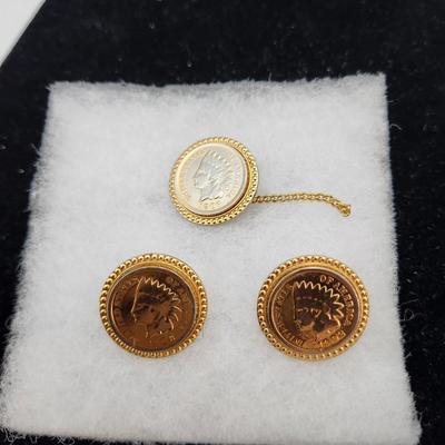 Gold tone lacquered Indian Head Jewelry