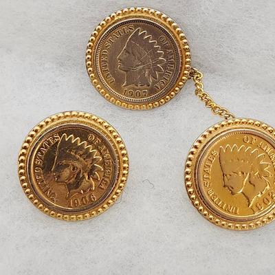 Gold tone lacquered Indian Head Jewelry