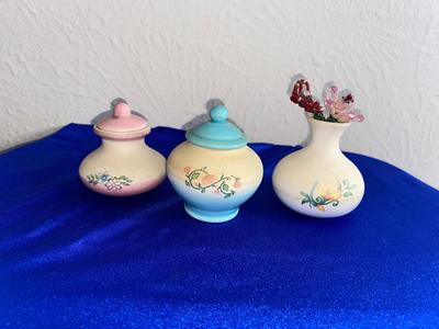 LOVELY HAND PAINTED GOBLETS A PRETTY CANDLE HOUSE AND MORE!