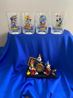 75th ANNIVERSARY MICKEY MOUSE CLOCK AND MILLENNIUM GLASSES