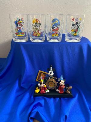 75th ANNIVERSARY MICKEY MOUSE CLOCK AND MILLENNIUM GLASSES
