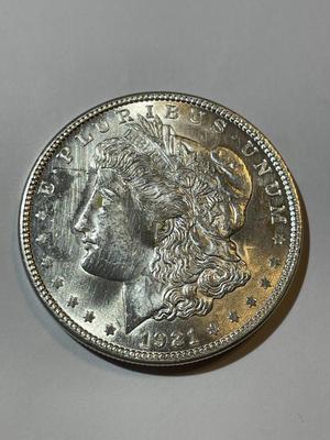 1921-P AU/UNCIRCULATED CONDITION MORGAN SILVER DOLLAR AS PIC'D COIN #1.