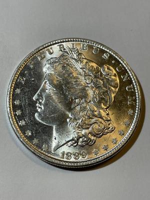 1889-P UNCIRCULATED/MS63-64 CONDITION MORGAN SILVER DOLLAR AS PIC'D COIN #7.