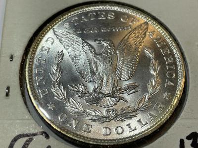 1887-P UNCIRCULATED/MS63 CONDITION MORGAN SILVER DOLLAR AS PIC'D COIN #9.