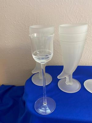 FROSTED COCKTAIL GLASSES AND COLLECTIBLE BACARDI LIMON GLASSES