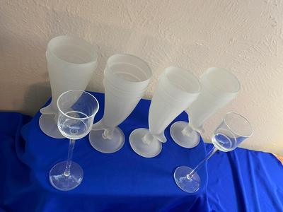 FROSTED COCKTAIL GLASSES AND COLLECTIBLE BACARDI LIMON GLASSES