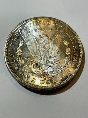 1879-S UNCIRCULATED/MS64-65 CONDITION TONED MORGAN SILVER DOLLAR AS PIC'D COIN #12.