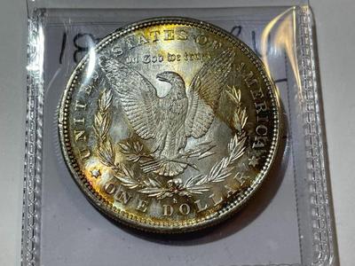 1879-S UNCIRCULATED/MS64-65 CONDITION TONED MORGAN SILVER DOLLAR AS PIC'D COIN #12.