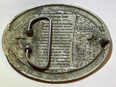 Vintage Mid-Century Modern GEORGIA Commemoration of the Civil War Huge Belt Buckle Preowned with Some Porosity as Pic'd.