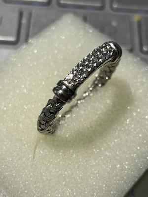Sterling Silver .925 CZ Wedding Band Style Ring Size-11 in VG Preowned Condition.