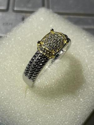 YGI Designer Sterling Silver .925 CZ Wedding Band Style Ring Size-Full 7.75 in VG Preowned Condition.